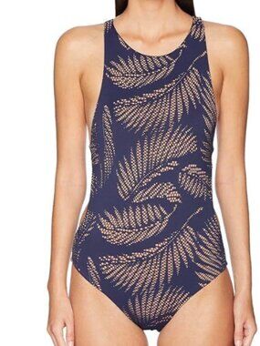 Onia Yvette navy blue palm lace design one piece XL